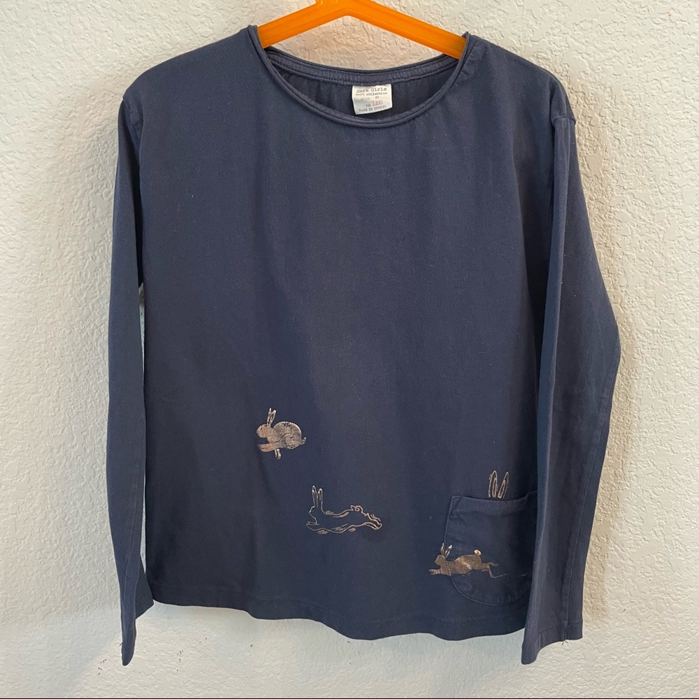 COPY - Zara Girls Soft Collection Long Sleeve Navy Shirt Size 8